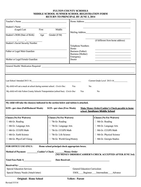 School Registration Form Template Word Fill Online Printable