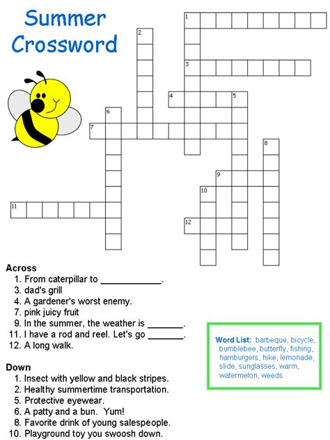 Have your child fill in the blanks in the story and then they'll be able to to get this free crossword puzzle printable just right click on the image below and select print or save. EFP loves English: Summer Activities