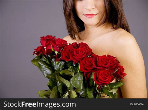 Beautiful Nude Woman Roses Isolated Free Stock Photos Stockfreeimages
