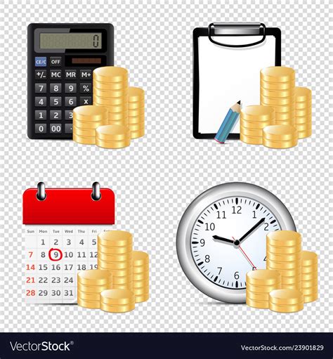 Finance Icons Isolated On Transparent Background Vector Image