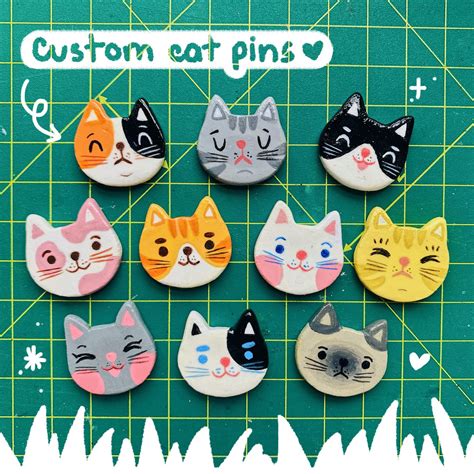 Custom Cat Clay Pins Chouvaille