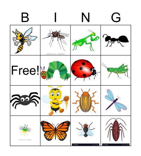 Free Printable Insect Bingo Cards
