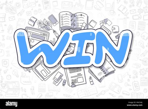 Win Doodle Blue Inscription Business Concept Stock Photo Alamy