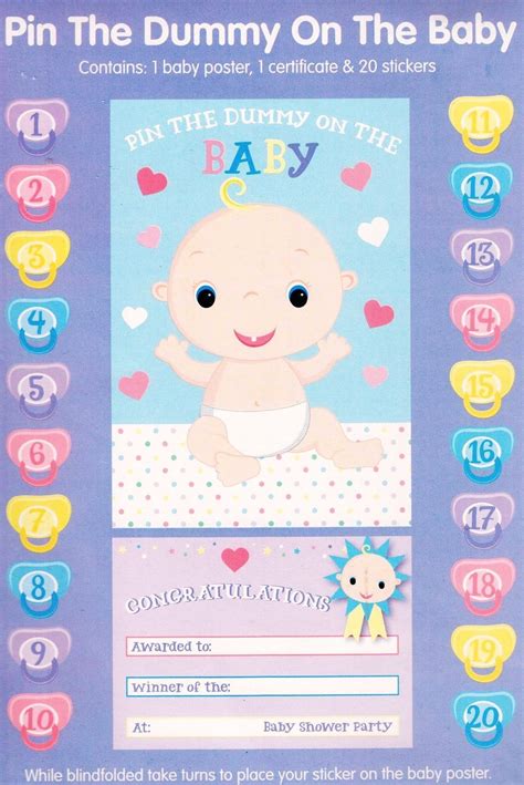 Pin The Dummy On The Baby Shower Party Supplies Game Player Pacifier