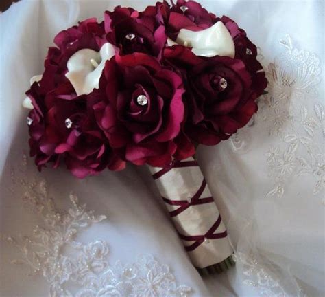 Real Touch Burgundy Roses Accented With Bouquet Gems And Real Touch