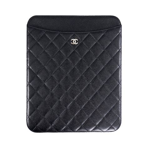 Chanel Black Caviar Ipad Case Silvertone Hardware At 1stdibs