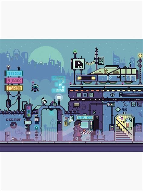 Cyberpunk Street Pixel Art Print For Sale By Bjgpixel Redbubble