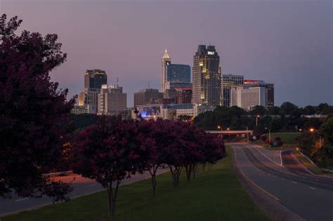 90 Downtown Raleigh North Carolina City Skyline At Night Stock Photos