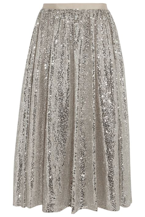 Alice Olivia Justina Sequined Tulle Skirt In Metallic Lyst