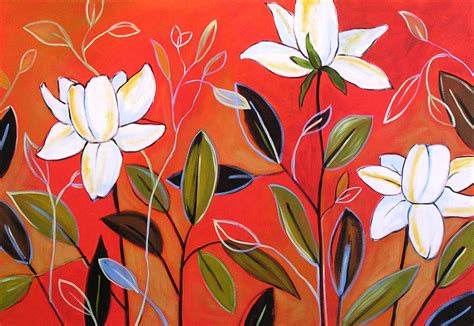 Abstract Floral Three Flowers Painting By Amy Giacomelli