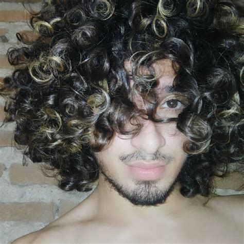 Curly Black Hair With Brown Highlights Men Hairstyle