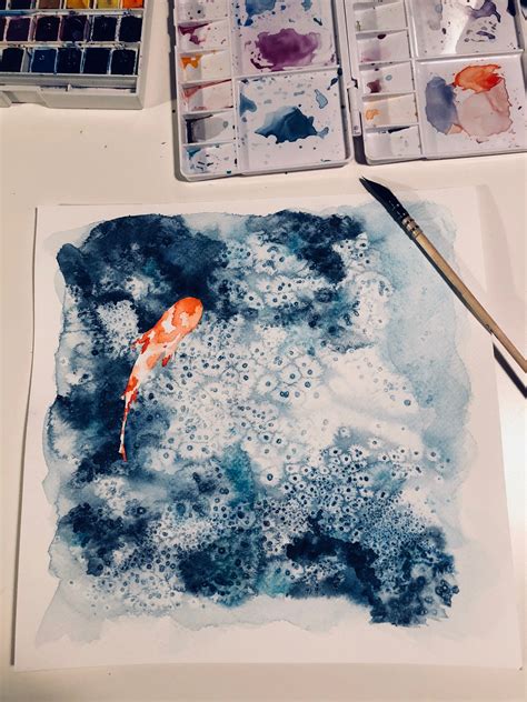 Vibrant Watercolor Painting With Bubble Effect