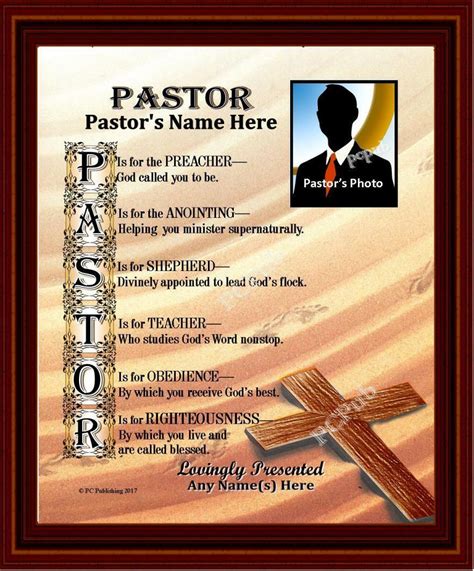 Pastor Anniversary Appreciation Personalized Photo Name Poem T Thank