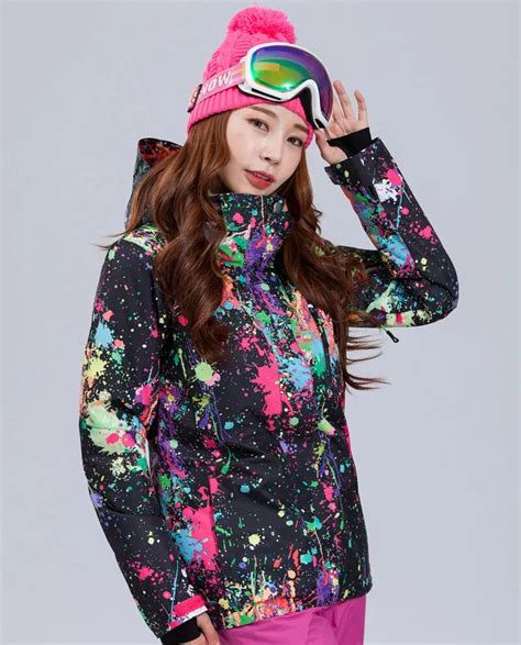 Gsou Snow Women Ski Jacket Hooded Winter Clothing Super Warm Windproof