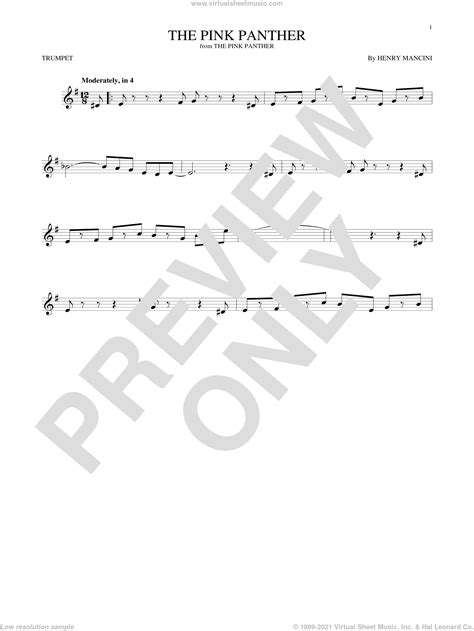 Mancini The Pink Panther Sheet Music For Trumpet Solo Pdf