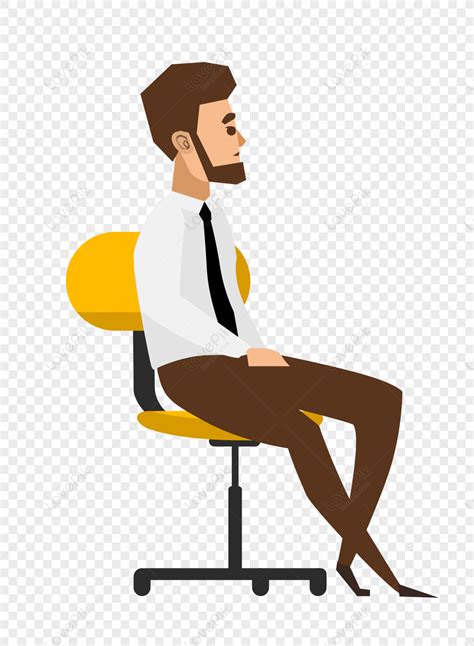 坐在椅子上的男人png圖案素材免費下載，可愛卡通圖片，尺寸1100 × 1500px Lovepik