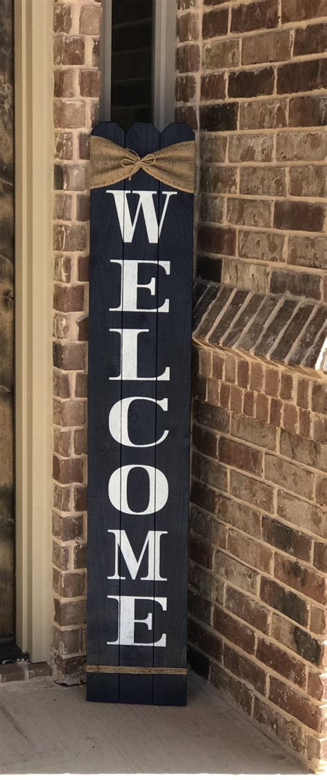 Rustic Wood Welcome Sign Vertical Wooden Welcome Sign Etsy