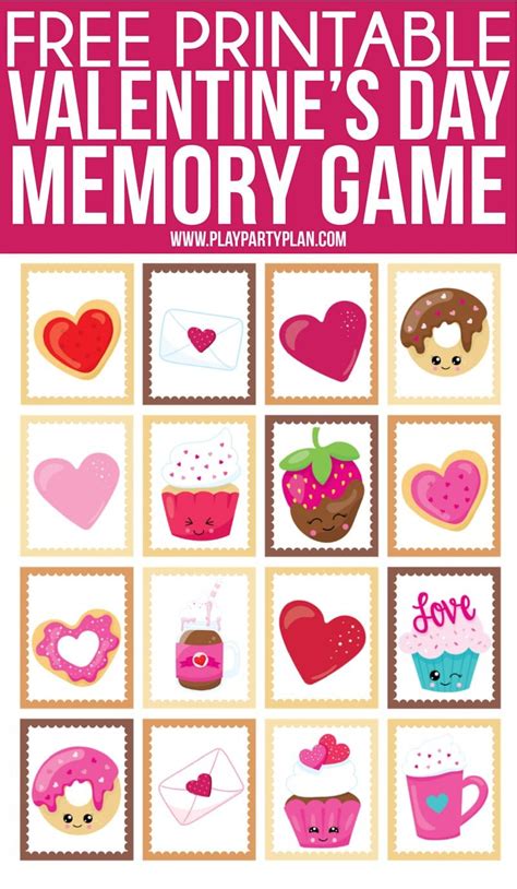 Free Printable Valentines Day Memory Games For Kids Play Party Plan