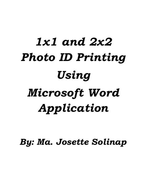 1x1 And 2x2 Photo Id Printing Using Microsoft Word Application