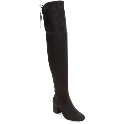 Pure Navy Women S Block Mid Heel Over The Knee Boot Black Size 10 110 Liked On Polyvore