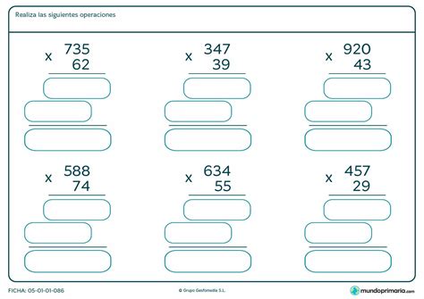 Multiplicaciones Para Quinto Grado