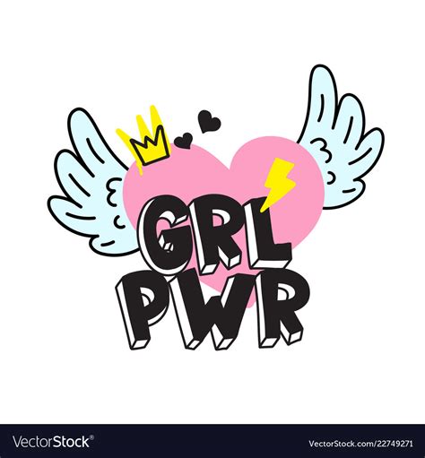 Grl Pwr Short Quote Girl Power Cute Hand Drawing Vector Image