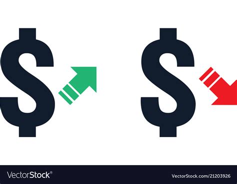 Dollar Increase Decrease Icon Money Symbol Vector Image