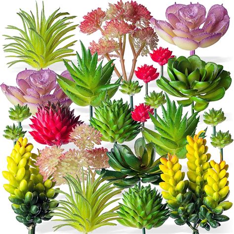 24 Pack Mini Artificial Succulent Plants Unpotted Fake Succulents
