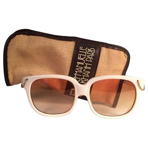 New Vintage Emanuelle Kahn Paris White Gold Accents Sunglasses France