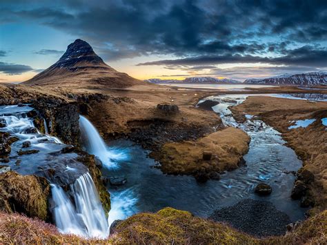 桌布 冰島，半島，瀑布，kirkjufell山 2880x1800 Hd 高清桌布 圖片 照片