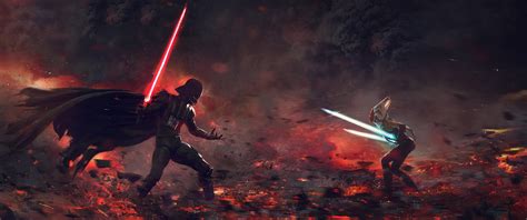 Darth Vader Vs Ahsoka Guillem H Pongiluppi 3440 X 1440 R