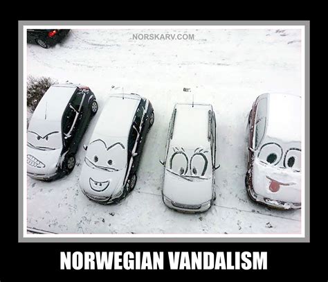 norwegian vandalism meme norway funny humor snow cars from hilarious funny