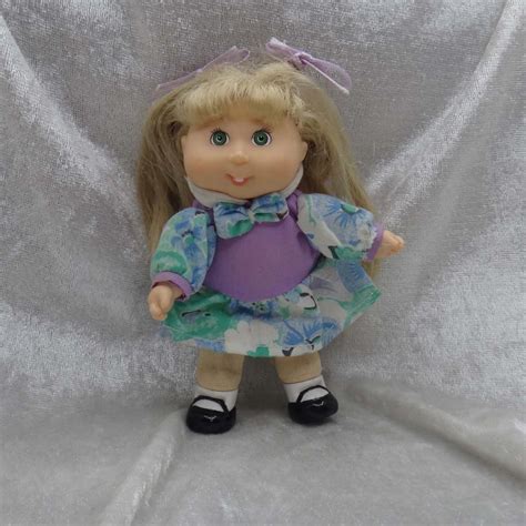 Vintage Mini Cabbage Patch Doll Blonde Hair Green Eyes