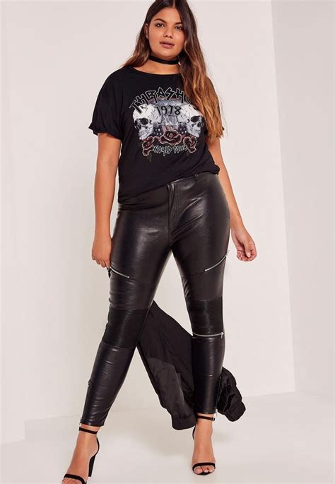 Missguided Plus Size Black Premium Faux Leather Trousers Plus Size