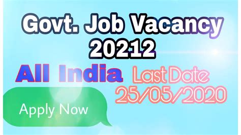 Job Vacancy In India Last Date 25 Th May How Youtube