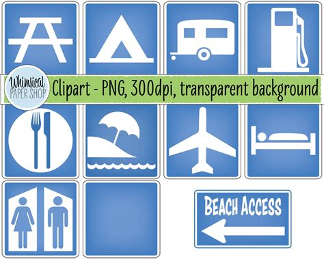 Recreation Road Sign Clipart Svg Set Hiking Camping Rest Area Etsy