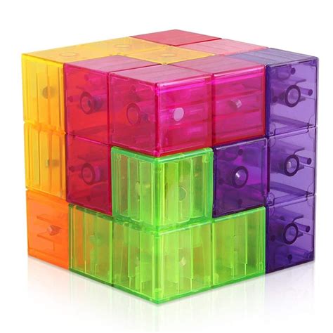 Tetris Puzzle Cube Magnetic Building Square 3d Brain Teaser For Kids