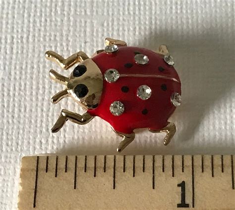 Rhinestone Lady Bug Pin Ladybug Brooch Lady Bug Pin Red Etsy