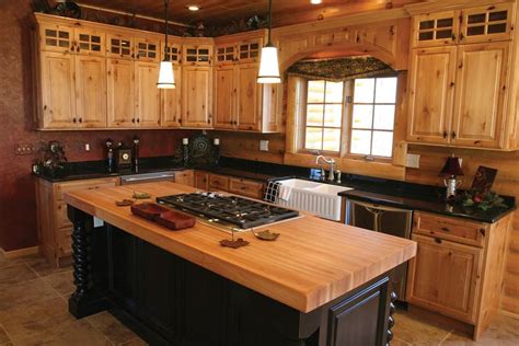 Rustic All Grins Pine Kitchen Cabinets Hickory Kitchen Cabinets Log