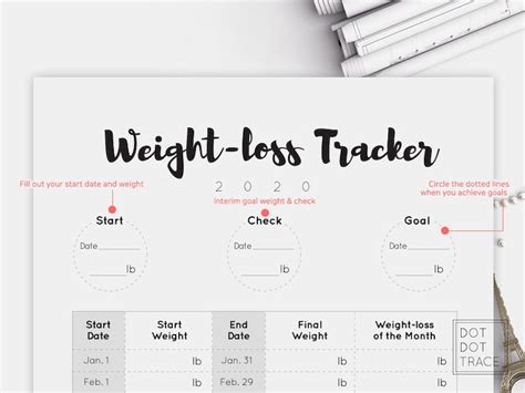 2020 Monthly Weight Loss Tracker Weight Loss Planner 2020 Diet Etsy