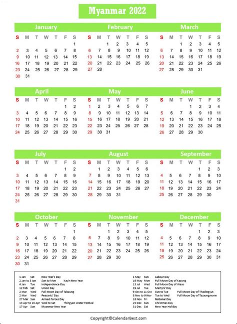 August Myanmar Calendar Bobby Nicoli