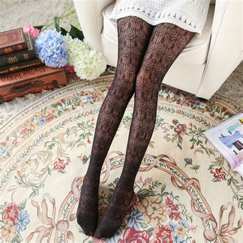 Ladies Women Flower Floral Lace Hollow Ventilate Pantyhose Tights 7