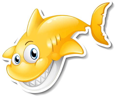 Smiling Shark Cartoon Sticker 4552464 Vector Art At Vecteezy