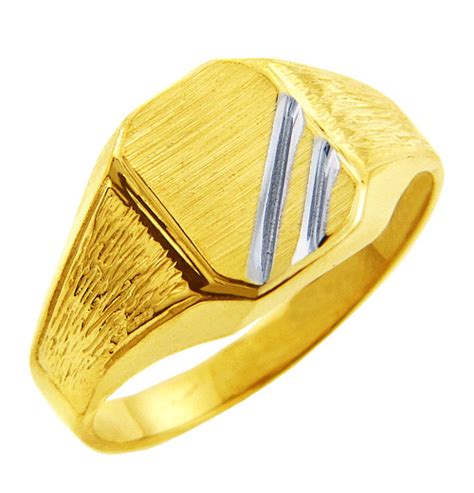 Mens Two Tone Solid Gold Zeus Signet Ring