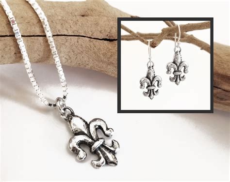 Sterling Silver Fleur De Lis Charm Pendant Necklace Or Earrings