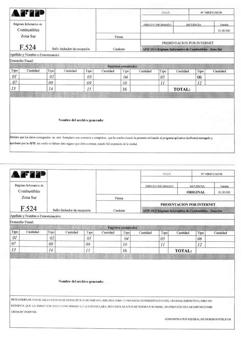 administraciÓn federal de ingresos pÚblicos afip formularios