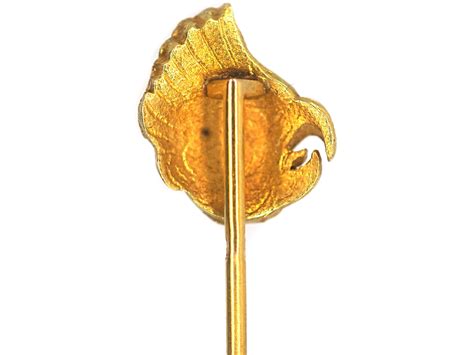French 18ct Gold Cockerel's Head Tie Pin (457P) | The Antique Jewellery ...