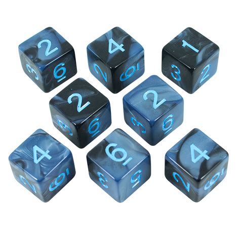 Storm Lord Grey And Blue Marble 8 D6 Dice Set Paladin Roleplaying