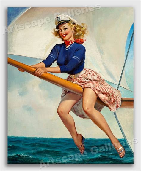 Bow Spirit Vintage Style Elvgren Pin Up Sailing Poster 24x30 EBay