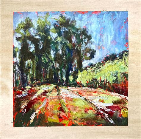 Original Abstract Expressionist Landscape Painting On Wood Etsy